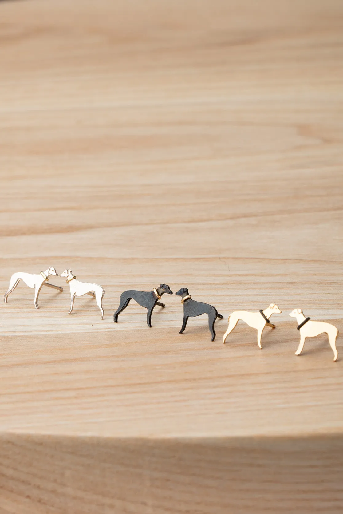 Handmade Whippet Stud Earrings