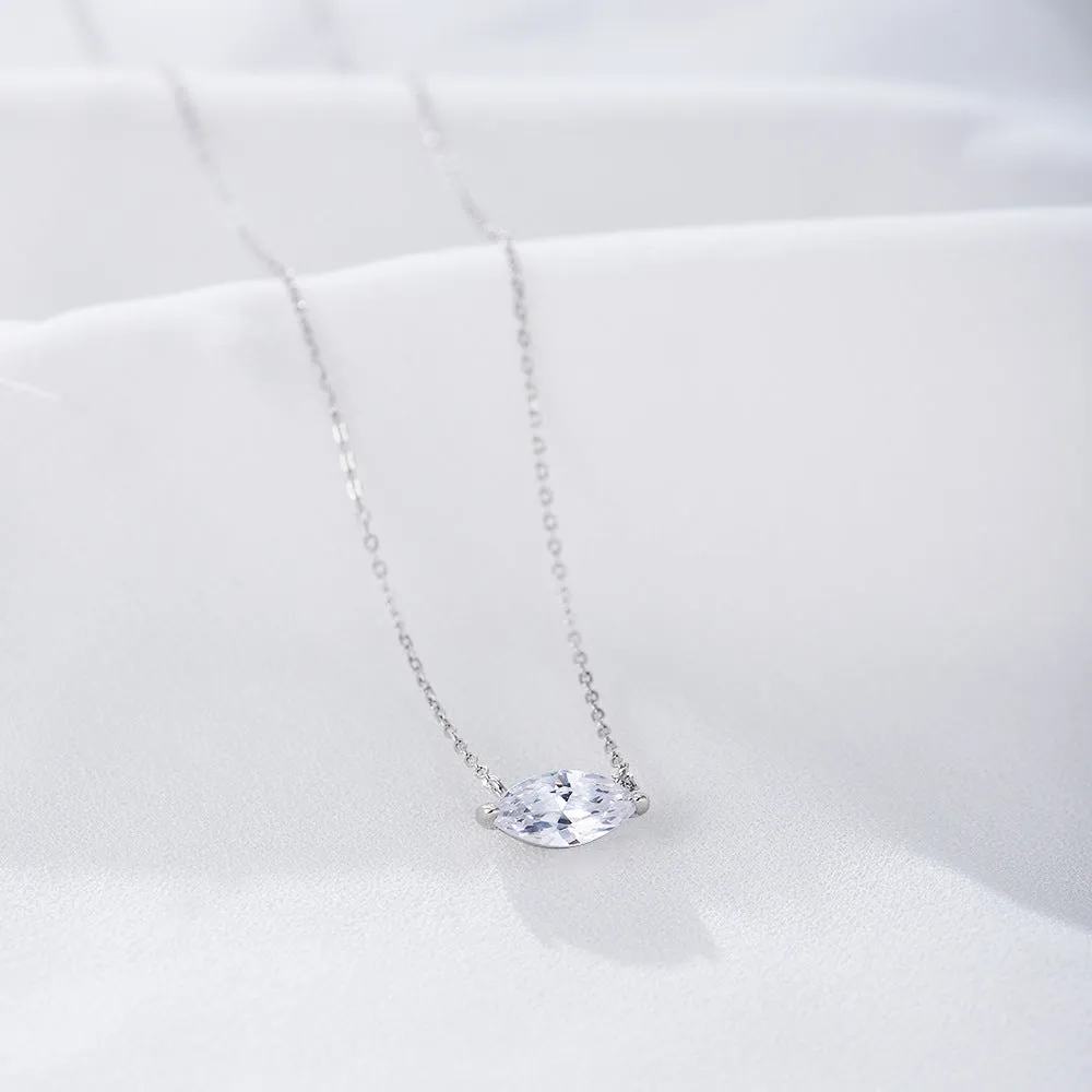 Horse Eye Zircon Pendant Sterling Silver Necklace for Women