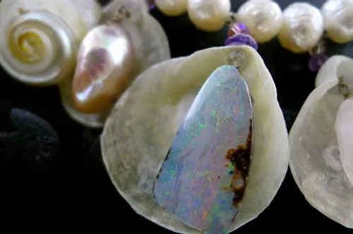 Lauren Adams Diva Necklace of Shells, Opals, Pearls, Rose Quartz, and Amethyst