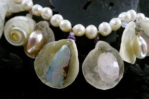 Lauren Adams Diva Necklace of Shells, Opals, Pearls, Rose Quartz, and Amethyst