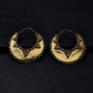 Lightweight Brass Handmade Hoop Dotted Spiked Earrings