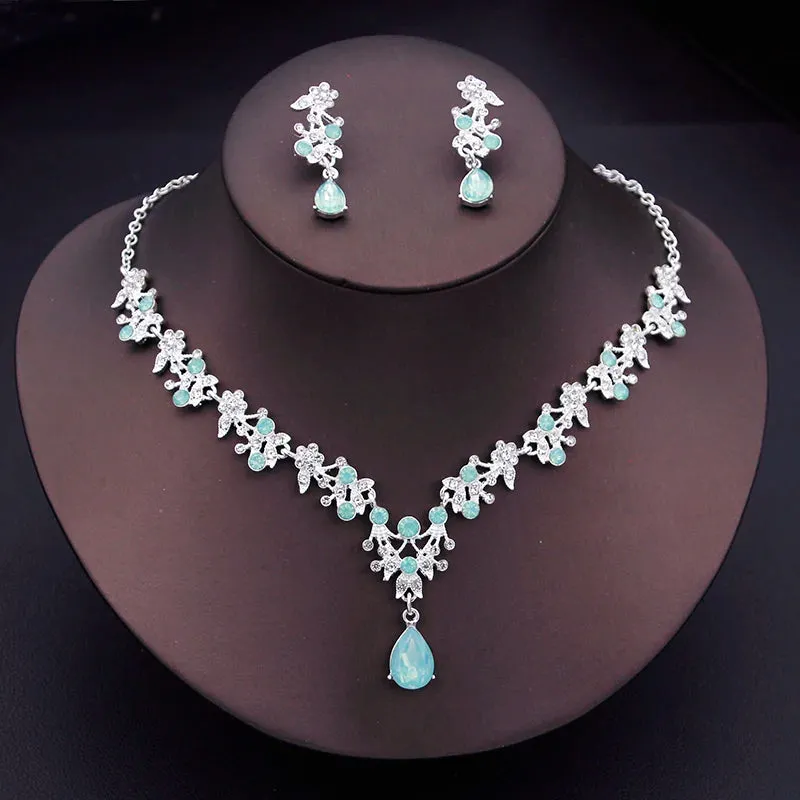 Luxury Flower Design Fashion Jewelry Necklace Earrings Sets