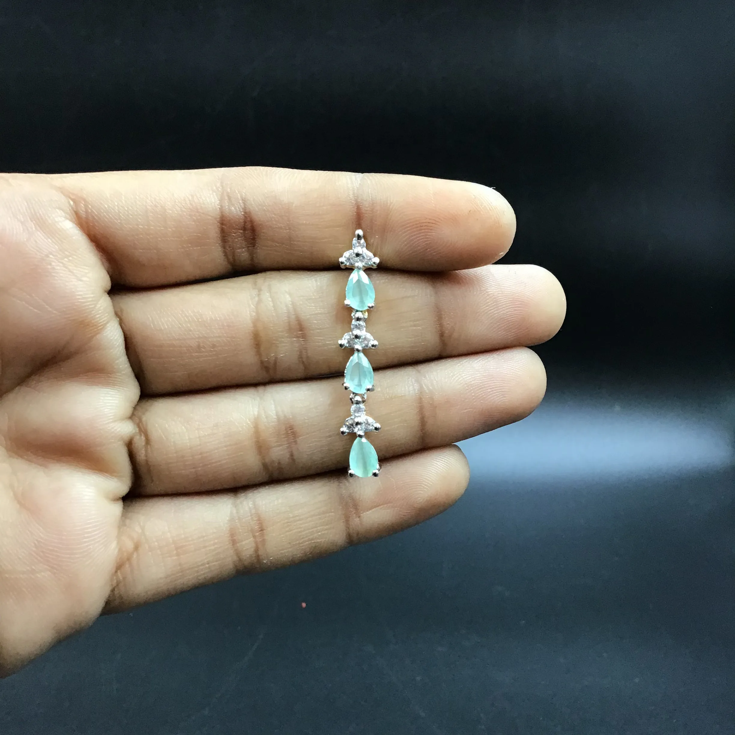 Mint Green Zircon/AD Necklace Set 18934-6116