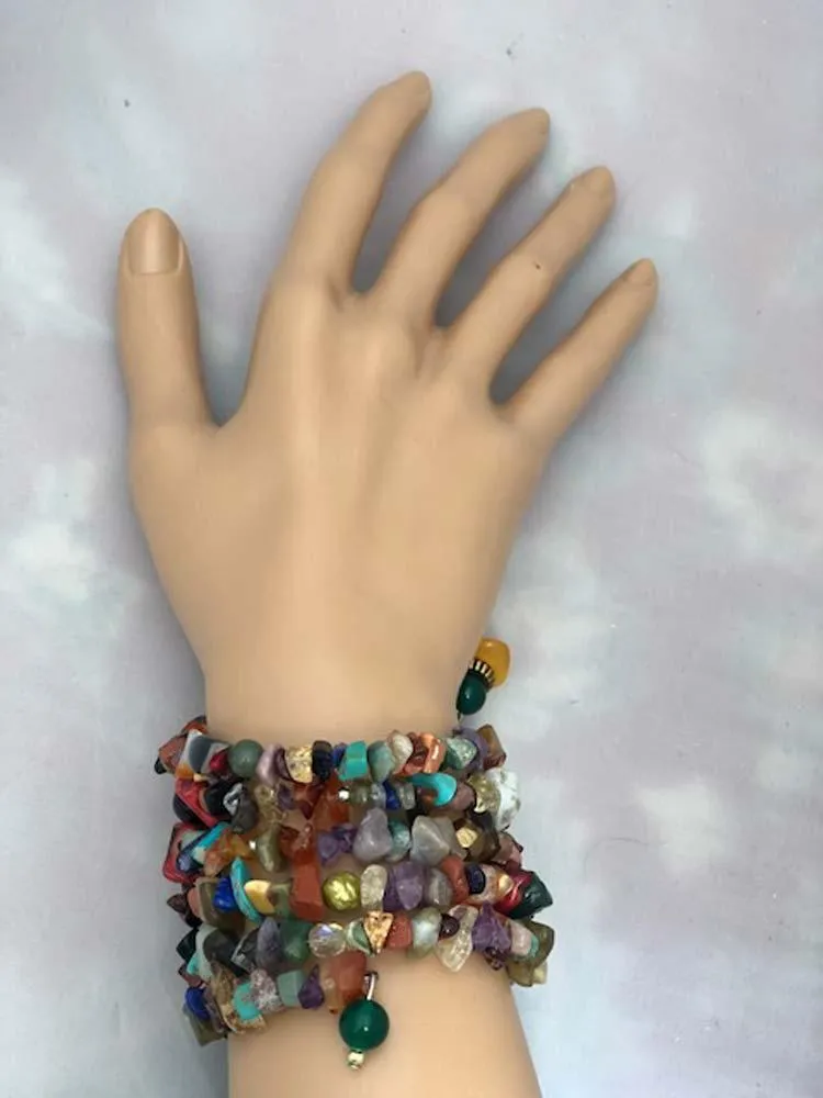 Natural Gemstone Wrapped Bracelet