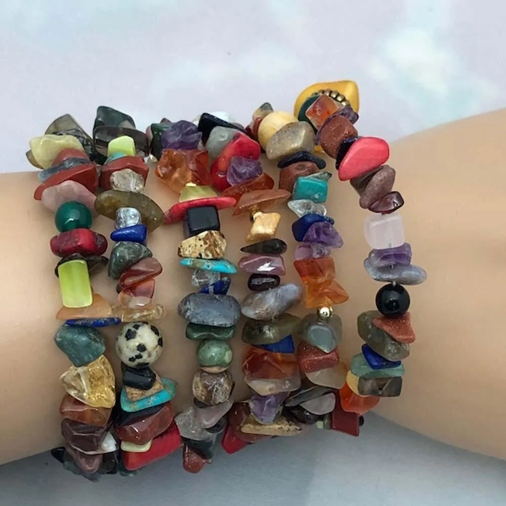 Natural Gemstone Wrapped Bracelet