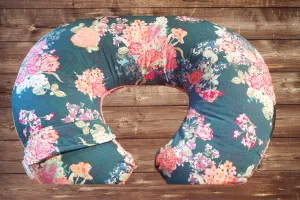 Navy Floral and Minky Nursing Pillow Cover