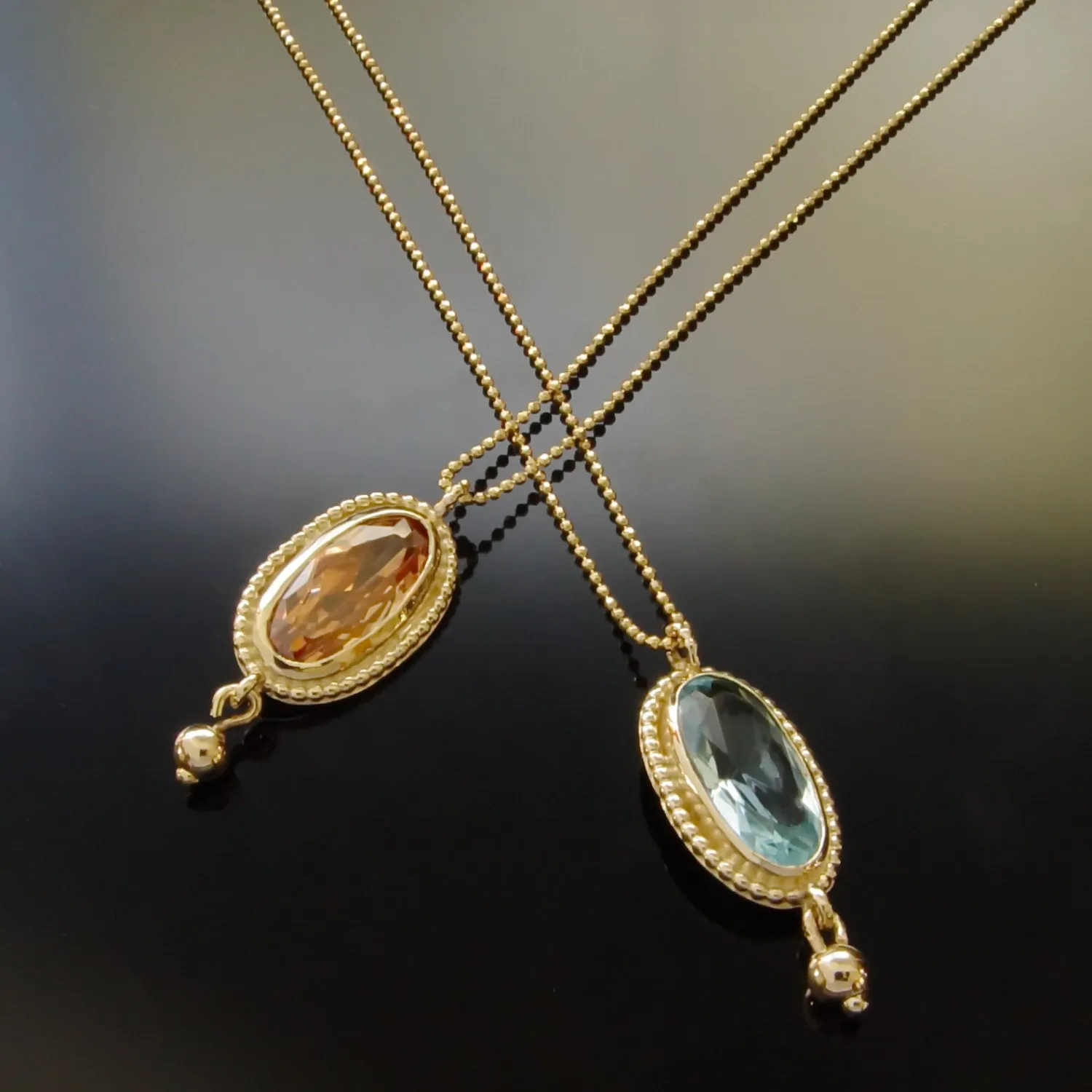 NG4740-1 Oval Zircon Champagne Gold Necklace