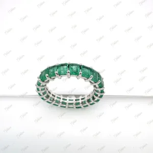 Octagon Emerald Band Ring in US Size 6