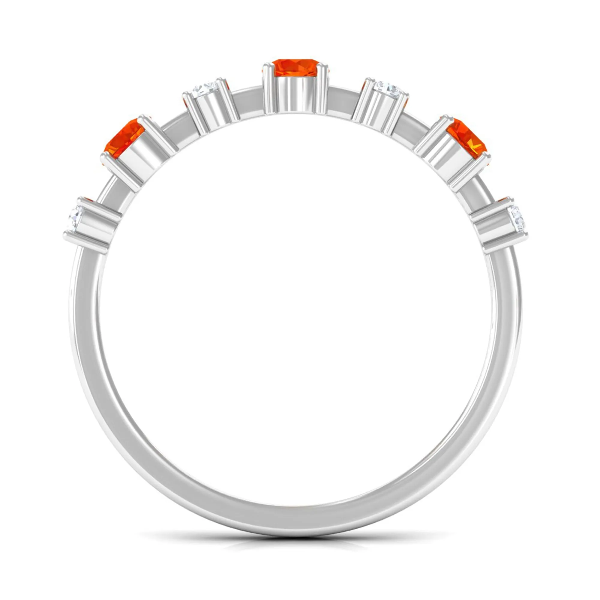 Orange Sapphire and Diamond Eternity Anniversary Band Ring