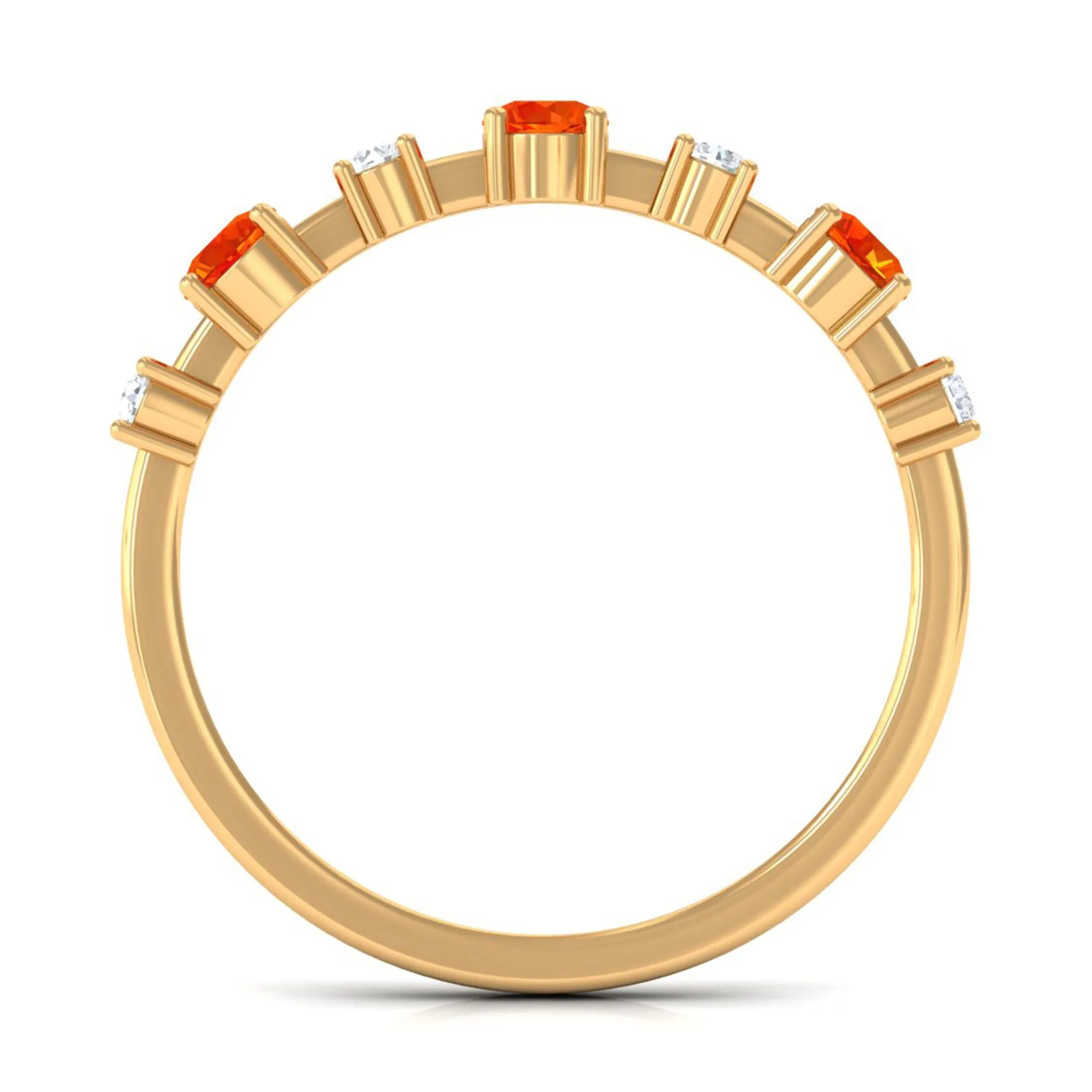 Orange Sapphire and Diamond Eternity Anniversary Band Ring