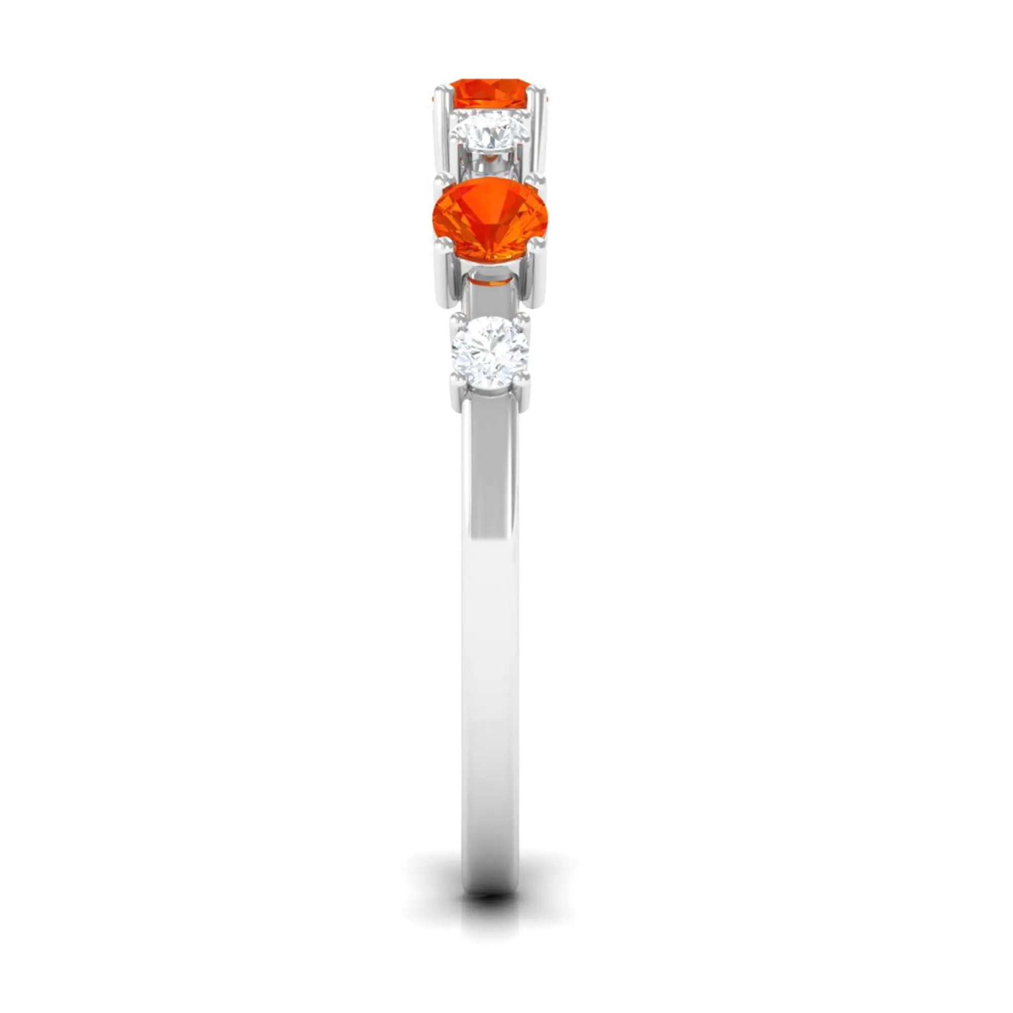 Orange Sapphire and Diamond Eternity Anniversary Band Ring