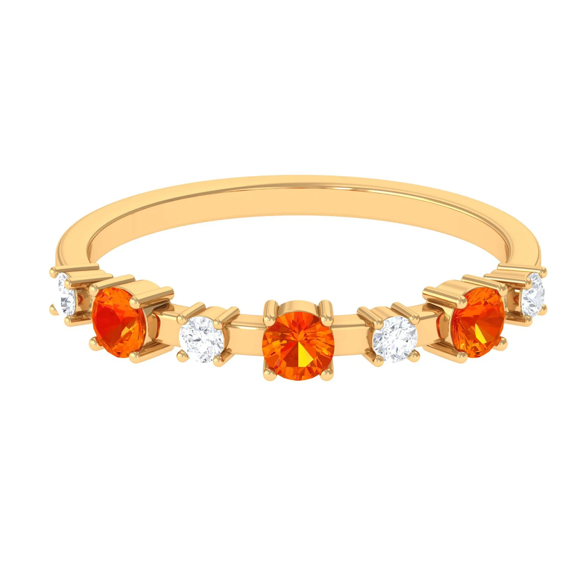 Orange Sapphire and Diamond Eternity Anniversary Band Ring