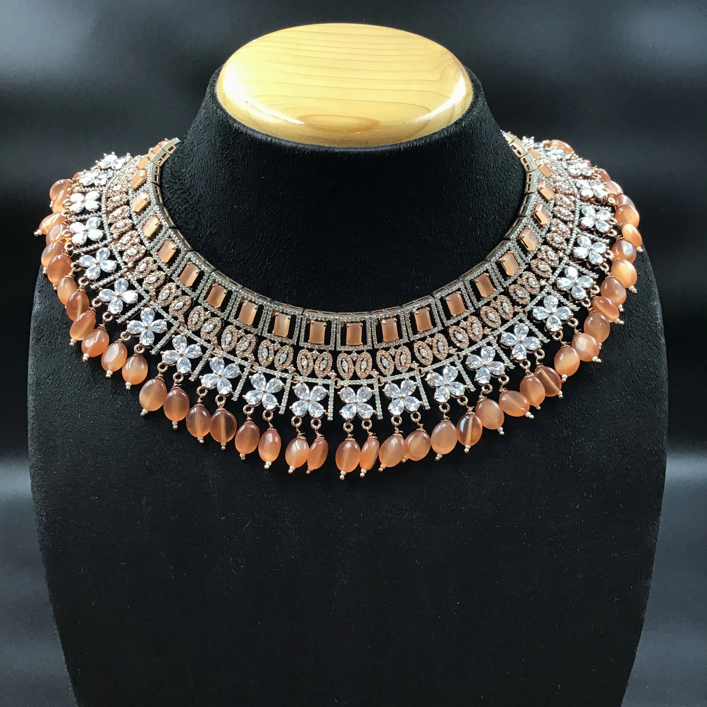 Orange Zircon/AD Necklace Set 11563-7675