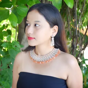 Orange Zircon/AD Necklace Set 11563-7675