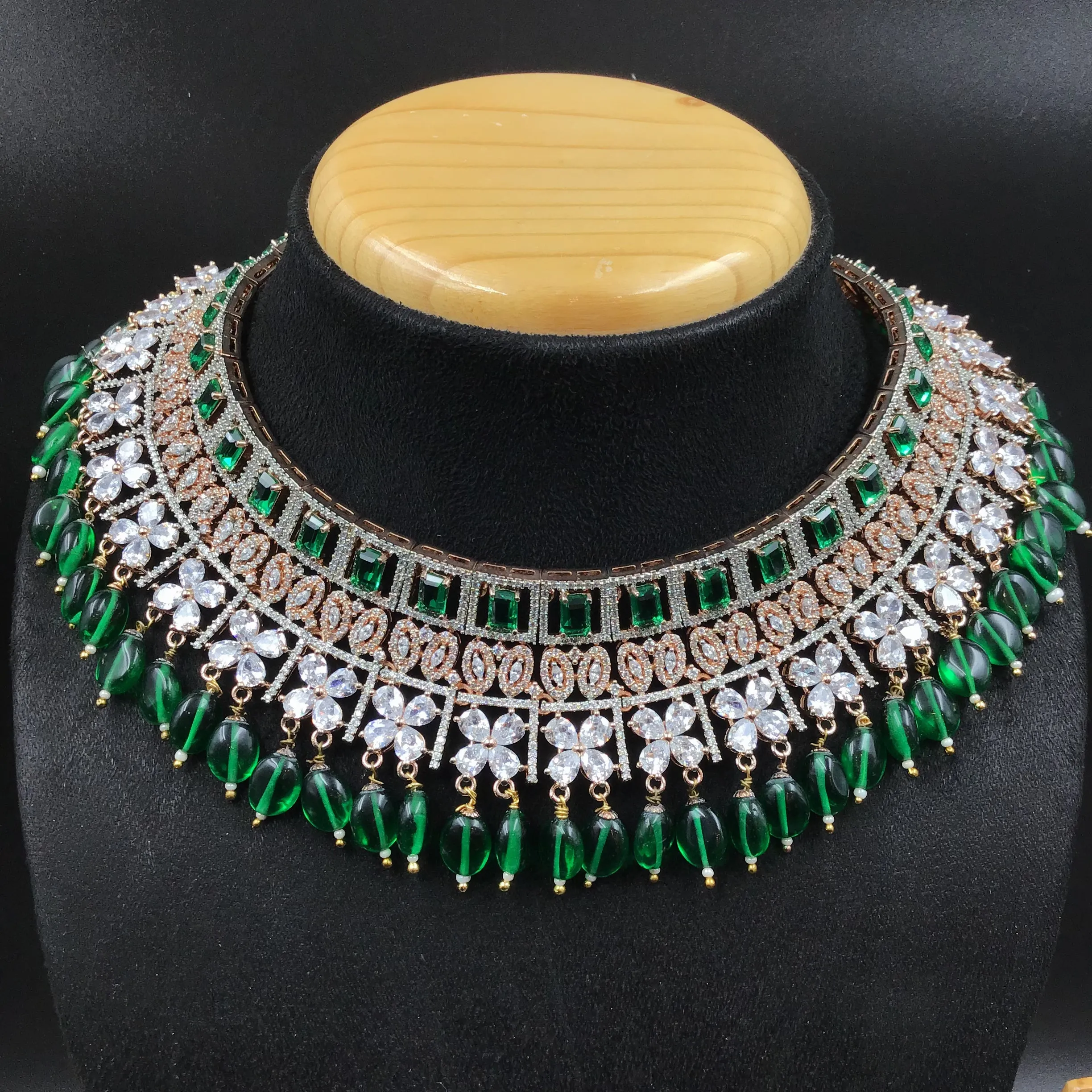 Orange Zircon/AD Necklace Set 11563-7675