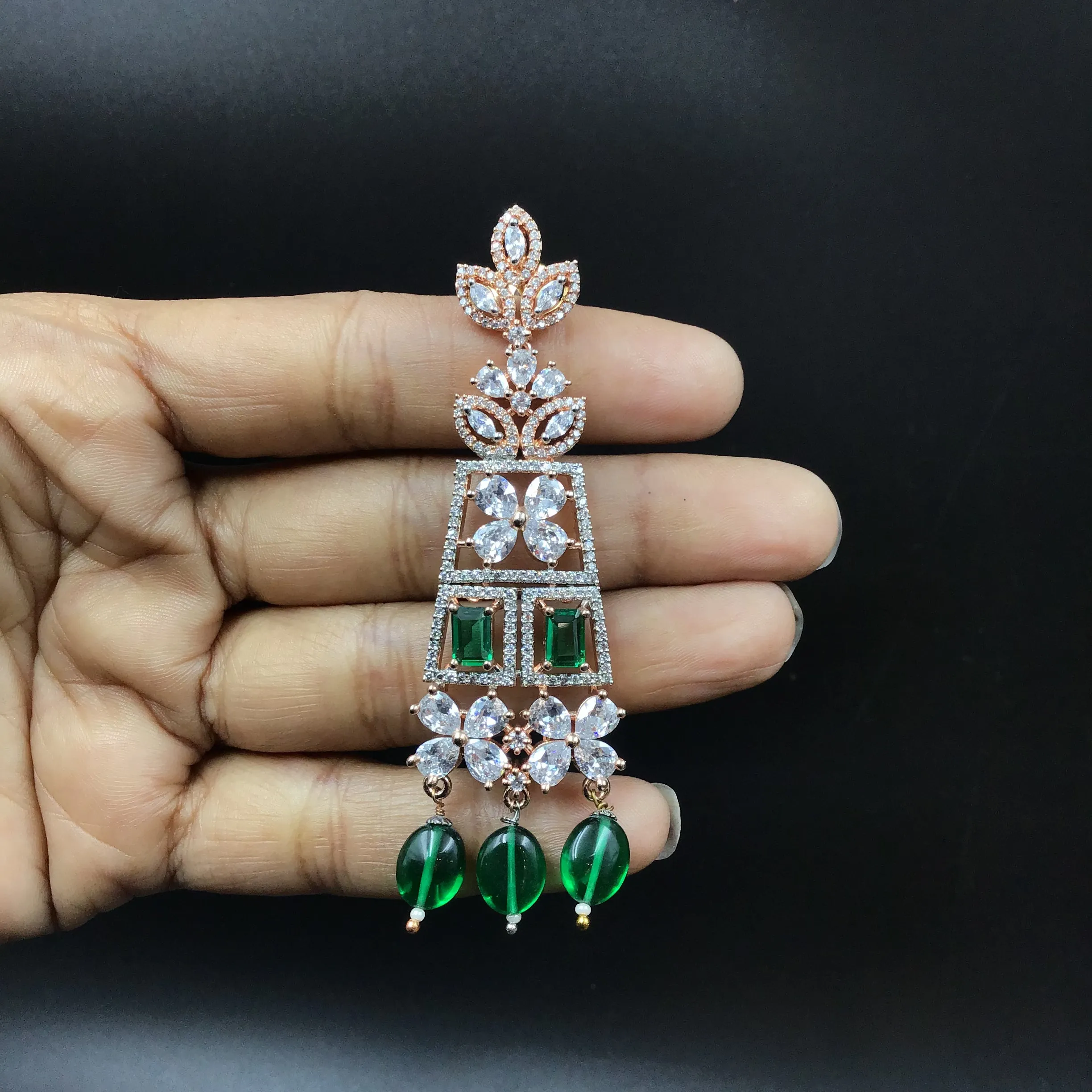 Orange Zircon/AD Necklace Set 11563-7675