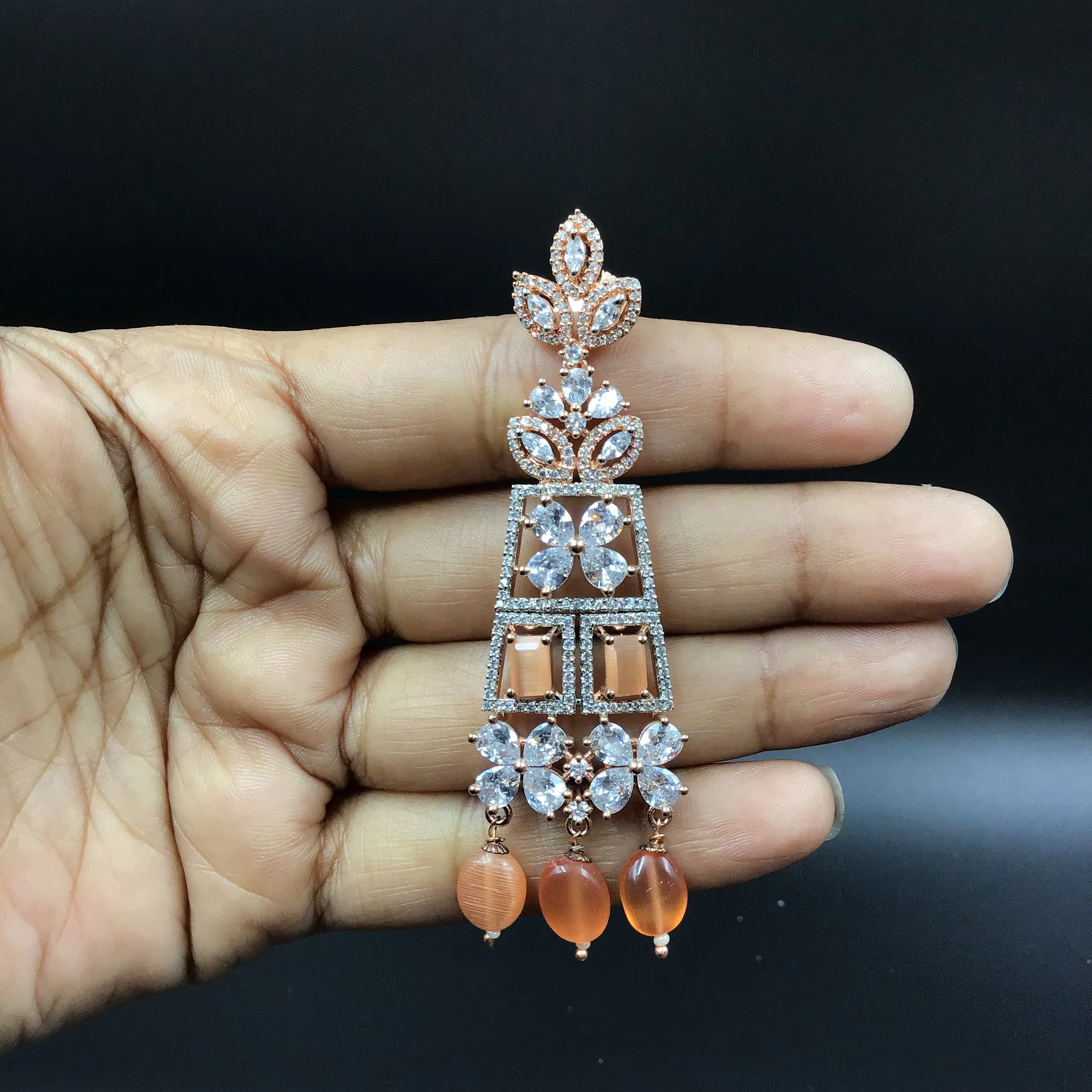 Orange Zircon/AD Necklace Set 11563-7675