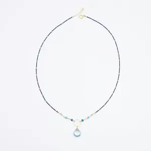 Oxidized Sterling Silver Blue Drop Necklace