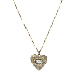 PAVÉ DIAMOND & WHITE TOPAZ HEART NECKLACE
