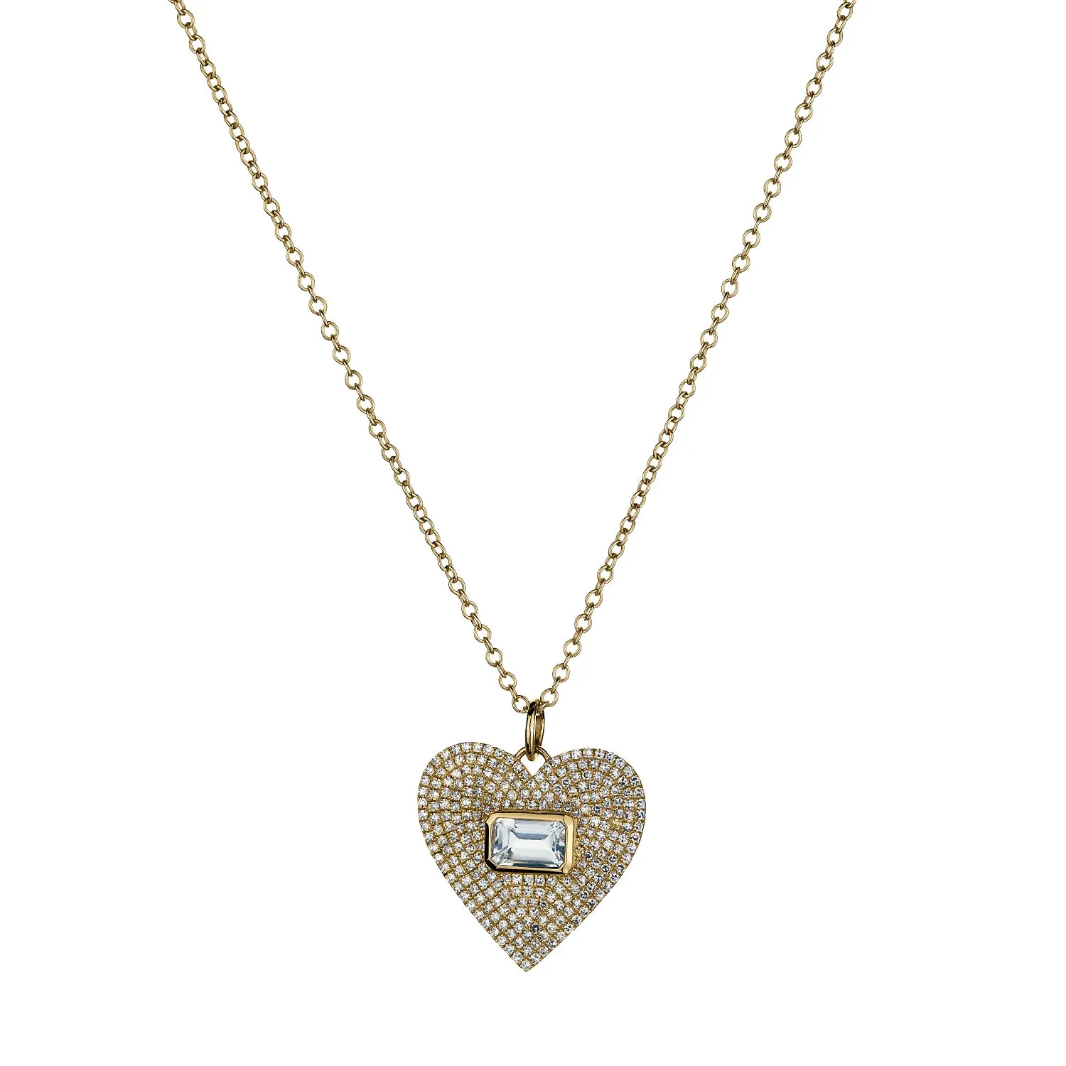 PAVÉ DIAMOND & WHITE TOPAZ HEART NECKLACE