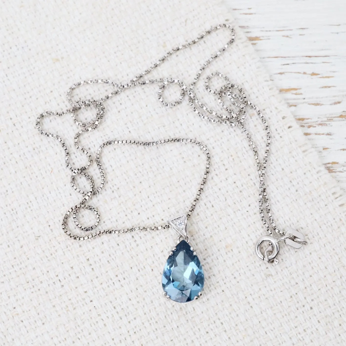 Pear London Blue Topaz Pendant Necklace