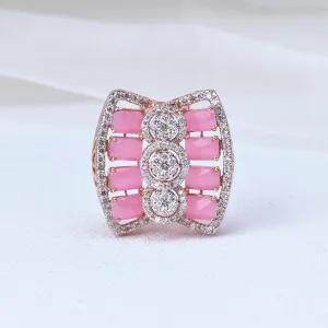 Pink Sapphire Diamond Art Deco Ring | Geometric Luxury Ring