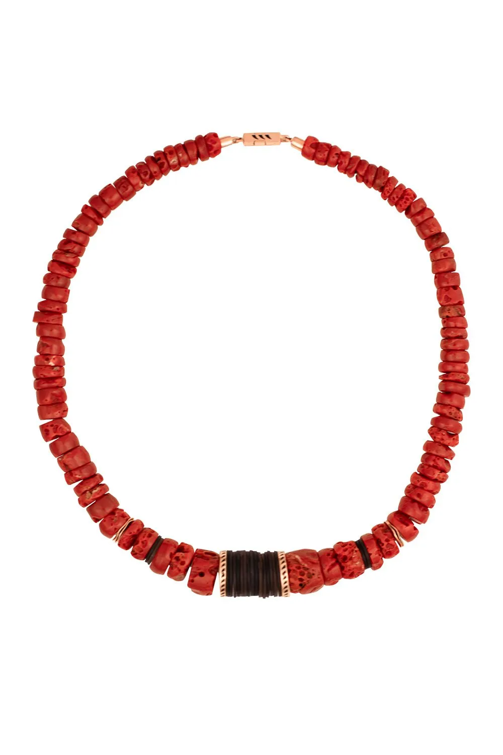 Red Coral Puka Necklace - 15mm