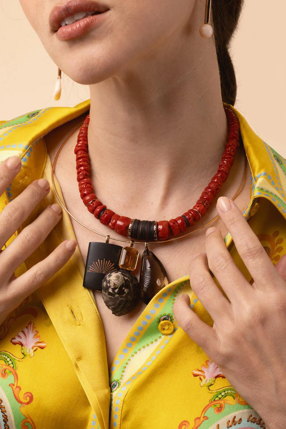 Red Coral Puka Necklace - 15mm