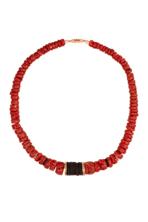 Red Coral Puka Necklace - 15mm