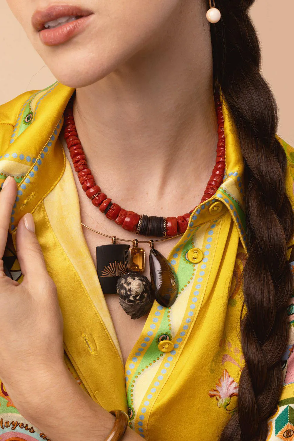 Red Coral Puka Necklace - 15mm