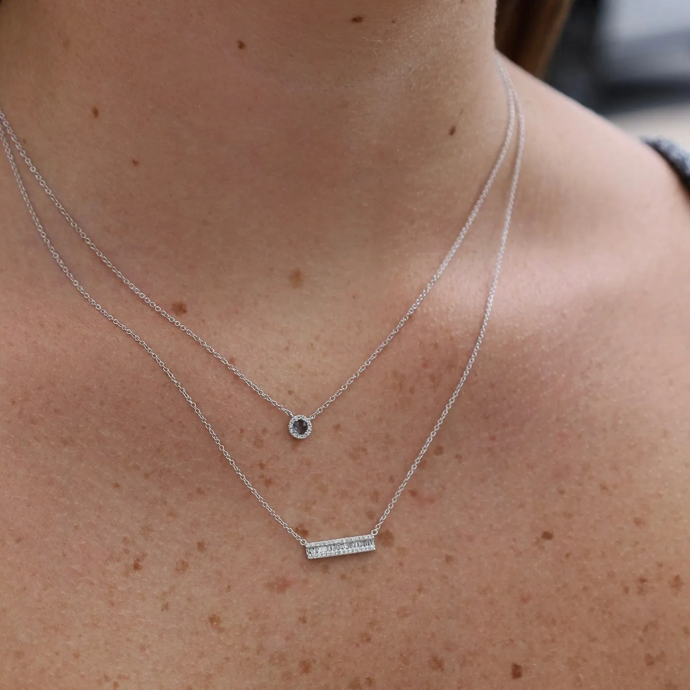 Rose Cut London Blue Topaz with Diamond Halo Necklace