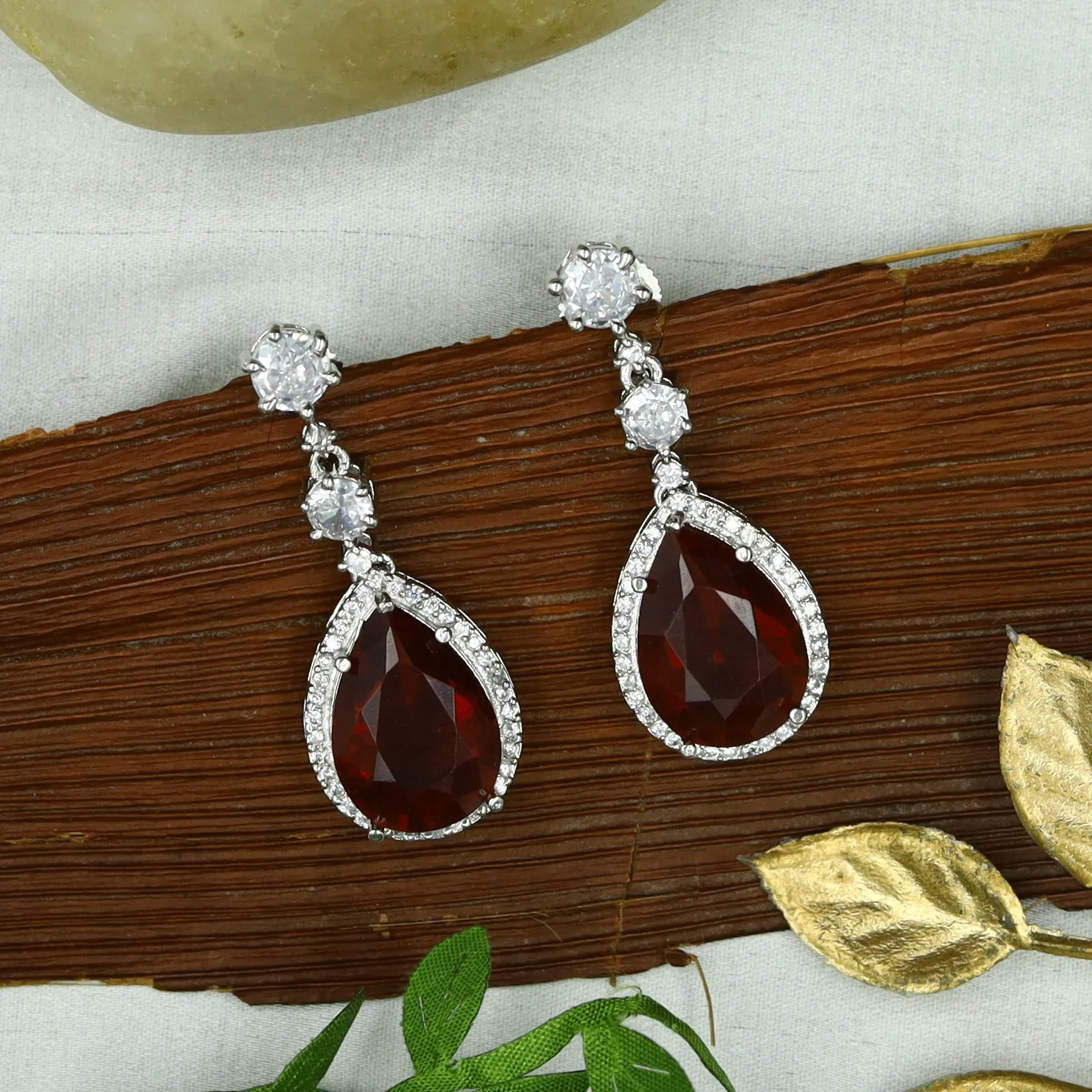 Round Neck Zircon/AD Necklace Set 12544-28