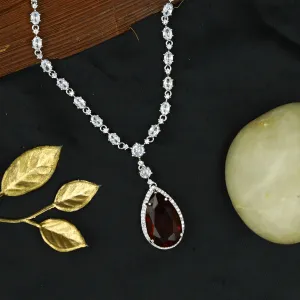 Round Neck Zircon/AD Necklace Set 12544-28