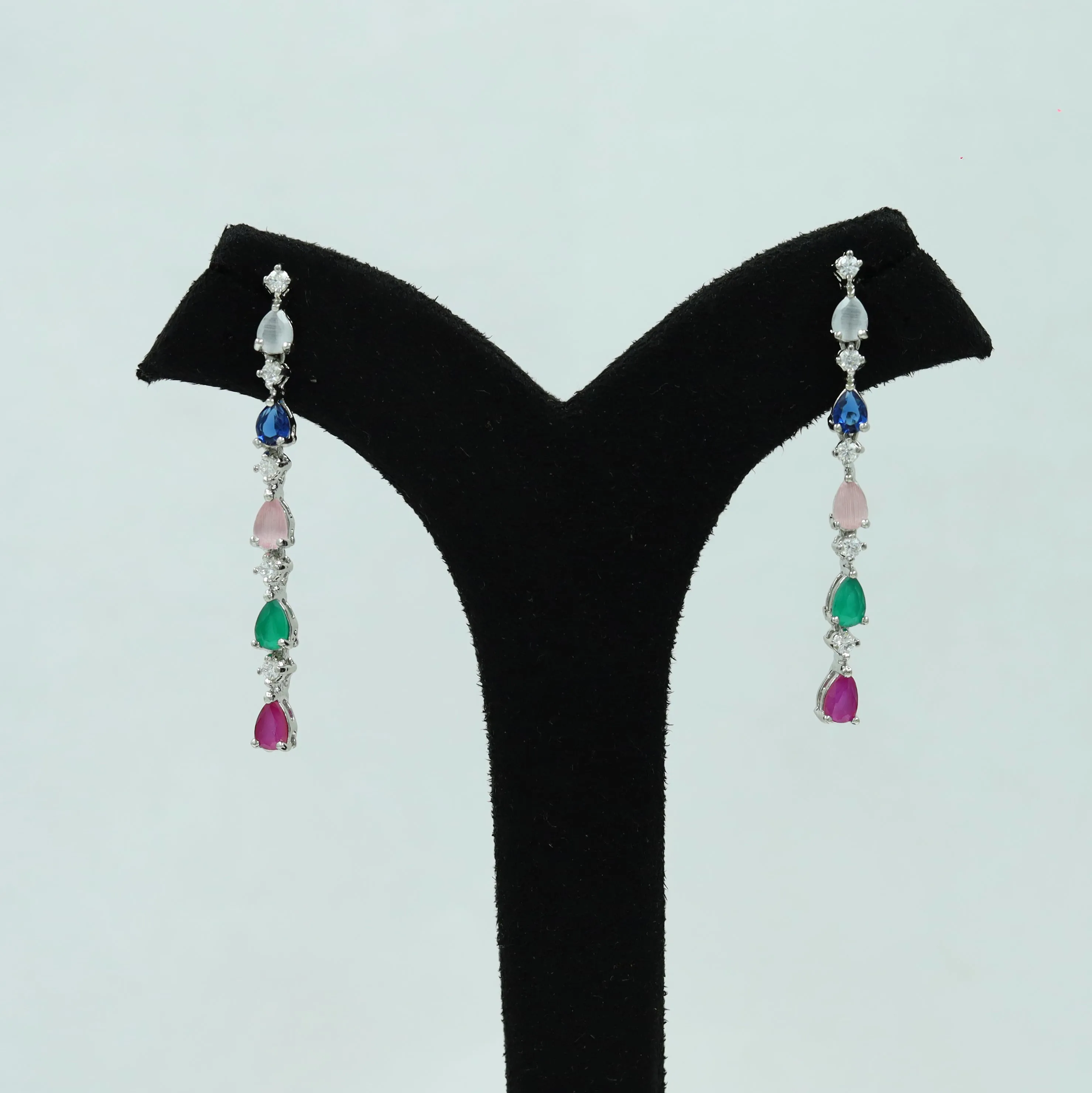 Round Neck Zircon/AD Necklace Set 12545-28
