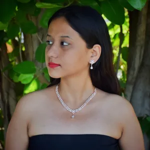 Round Neck Zircon/AD Necklace Set 6198-08