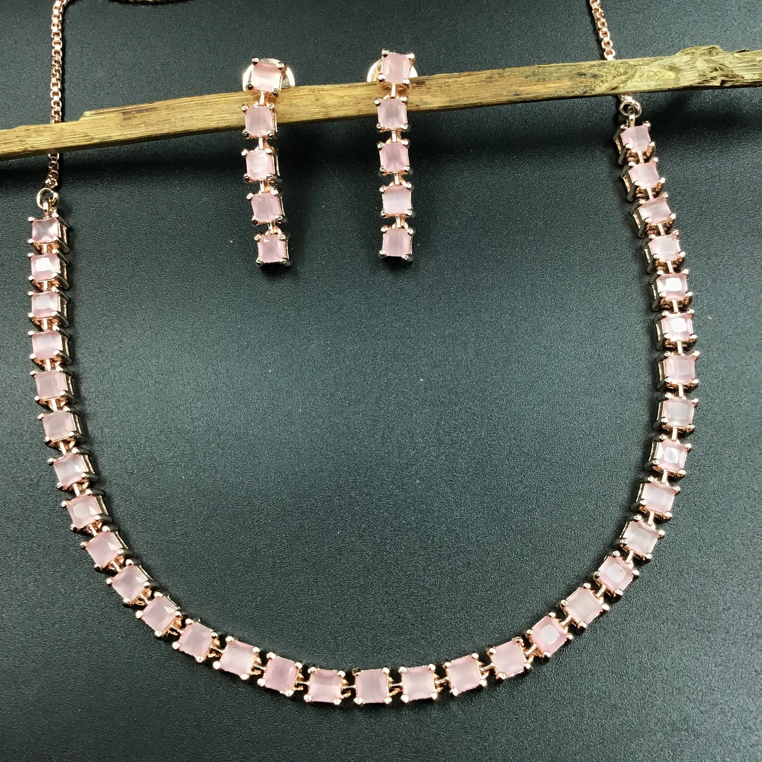 Round Neck Zircon/AD Necklace Set 6201-08