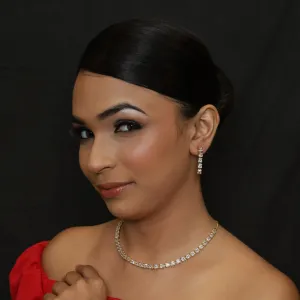 Round Neck Zircon/AD Necklace Set 6201-08