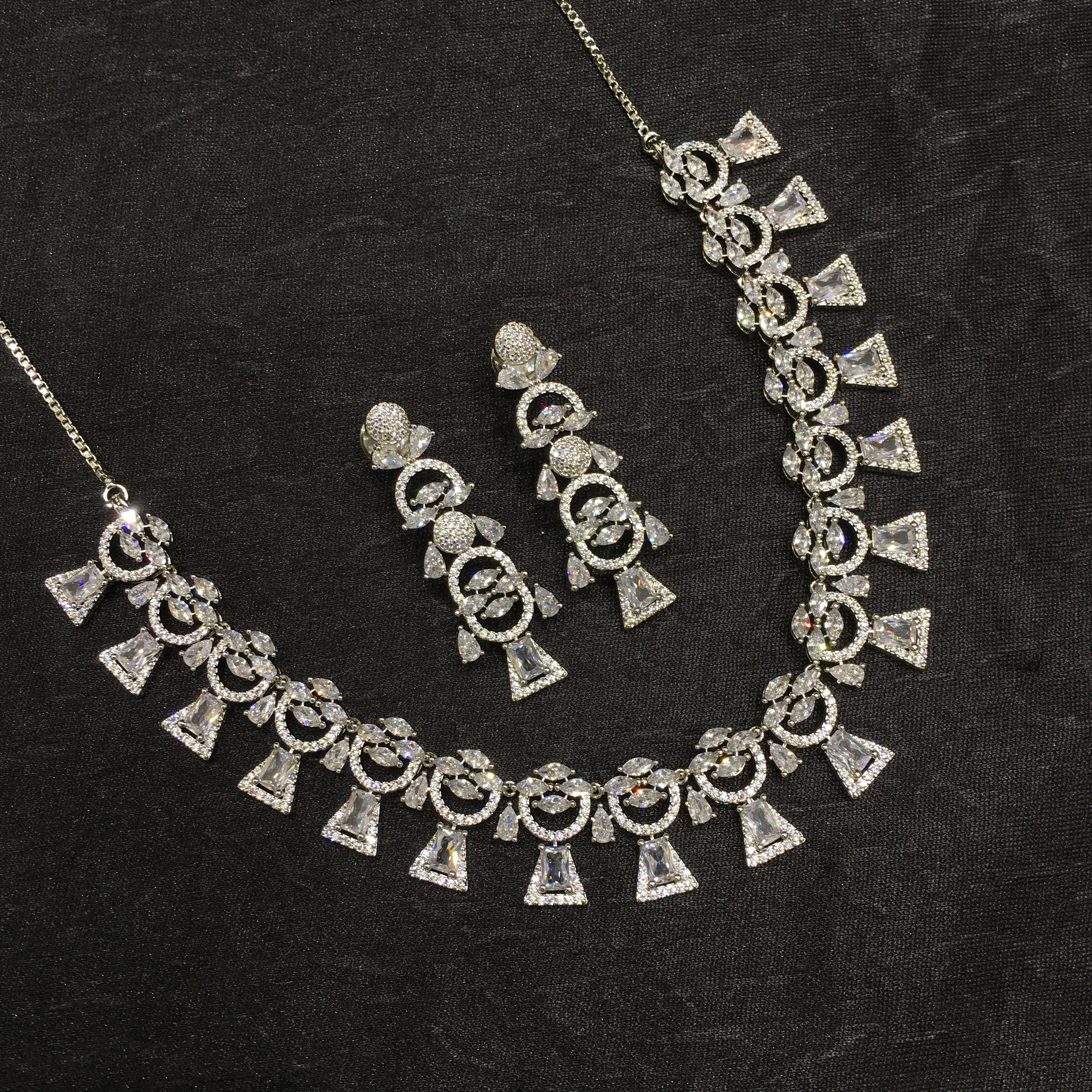 Round Neck Zircon/AD Necklace Set 6202-08