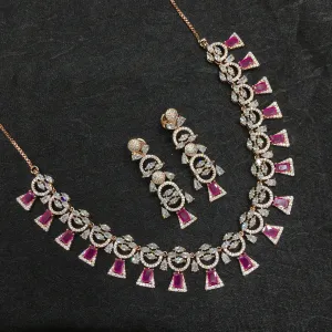 Round Neck Zircon/AD Necklace Set 6202-08
