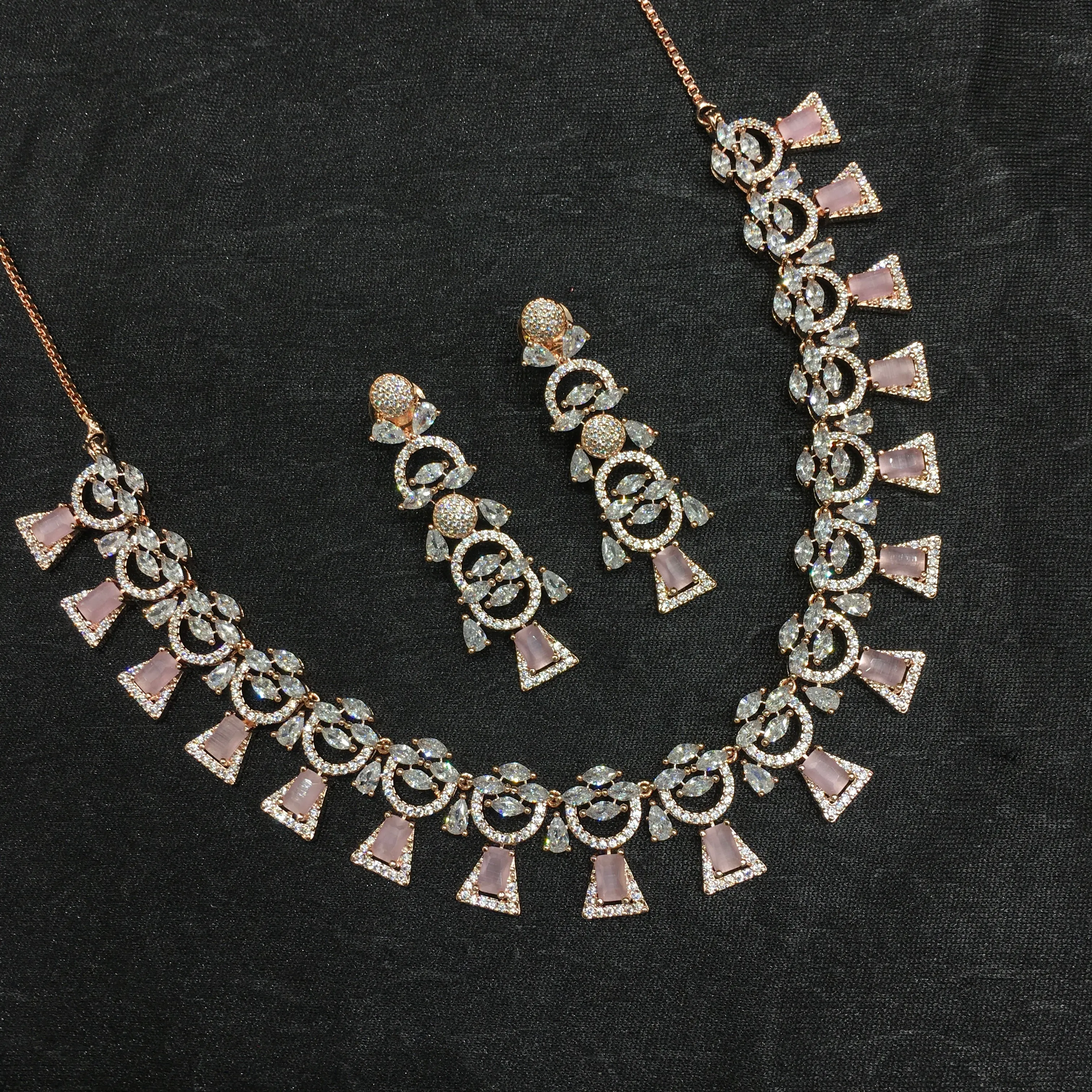 Round Neck Zircon/AD Necklace Set 6202-08