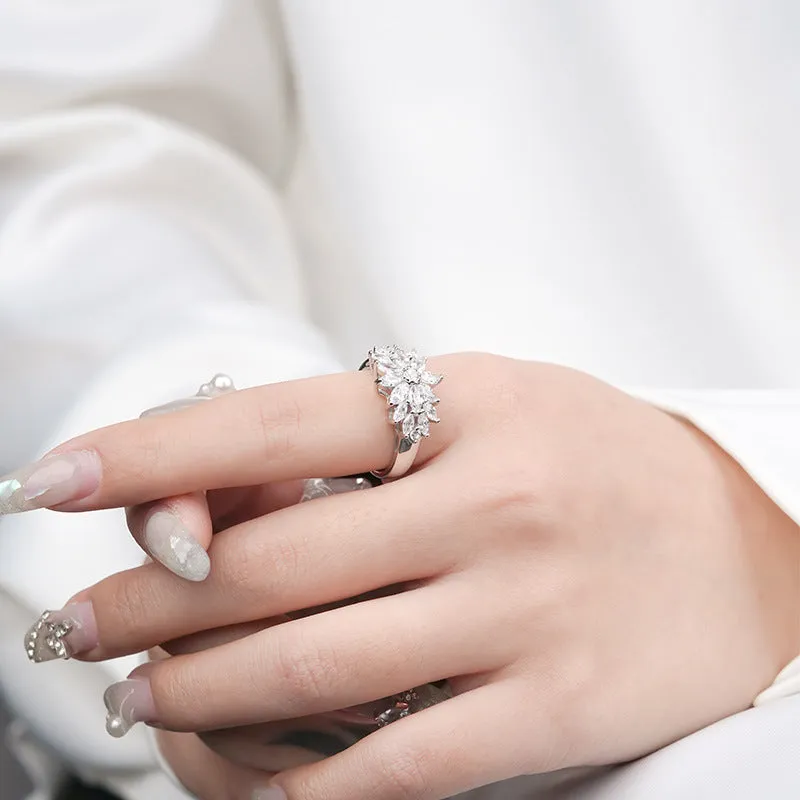 S925 sterling silver fully inlaid zircon ring European and American niche design trend light luxury food ring spot