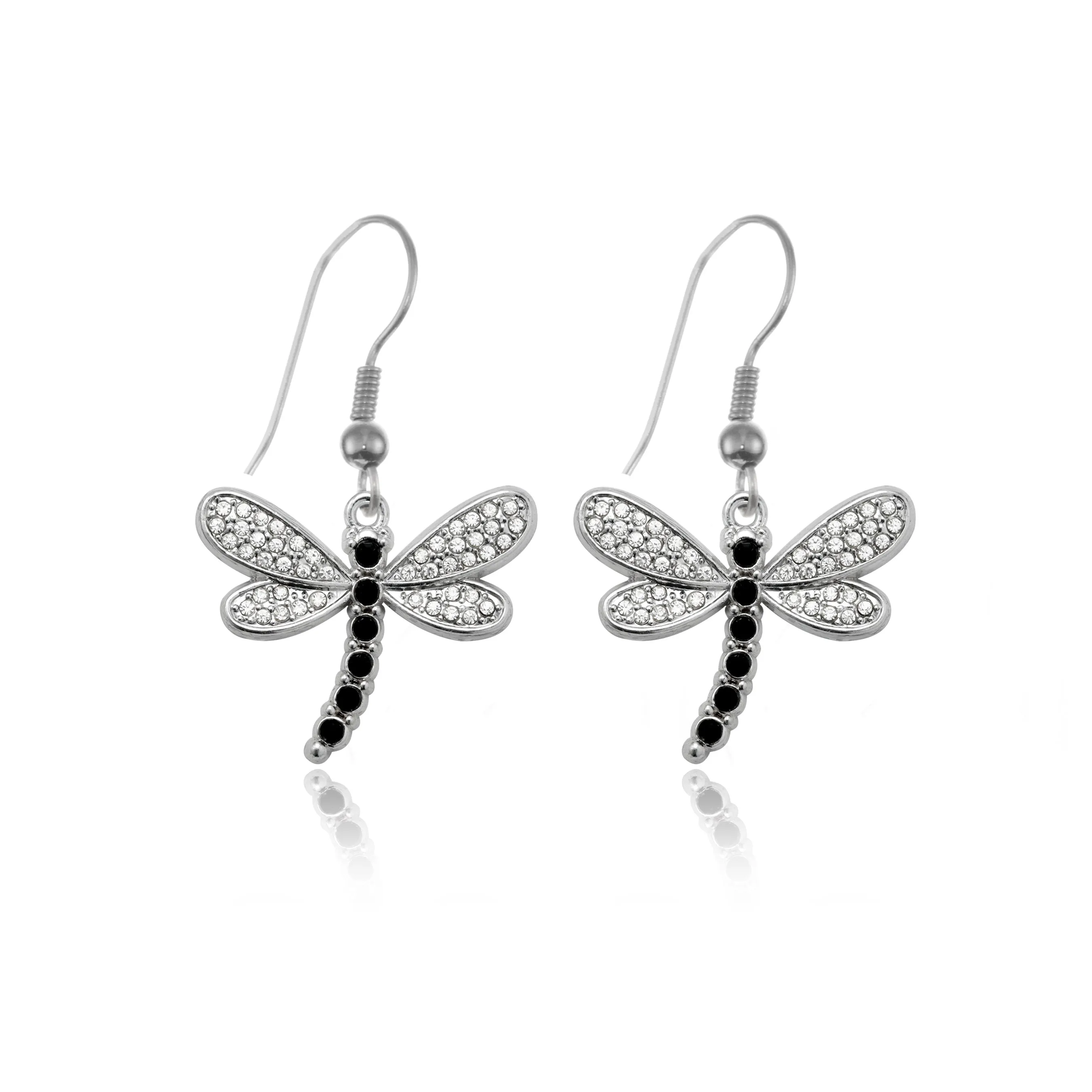 Silver Dragonfly Charm Dangle Earrings