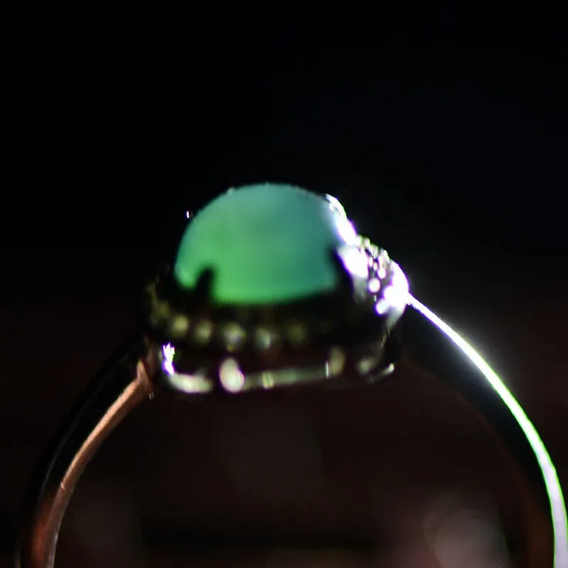Silver Inlaid Pale Green Jadeite Ring-Tajade