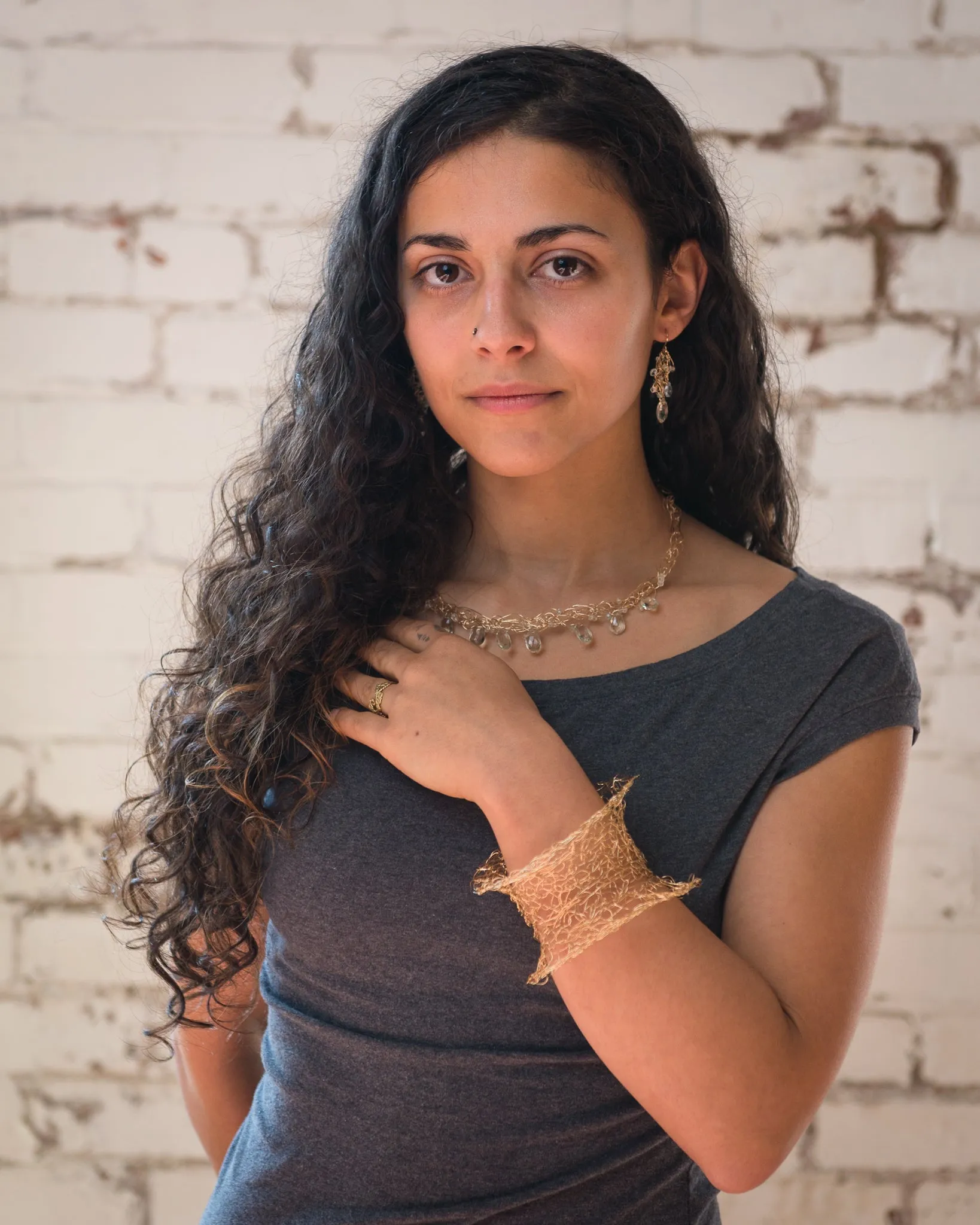 Spun Green Amethyst  Collar