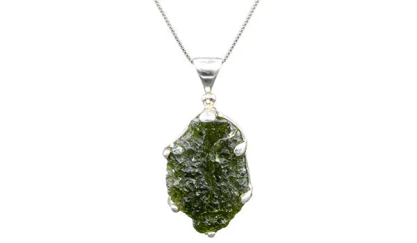Sterling Silver Adjustable Oversized Moldavite Necklace