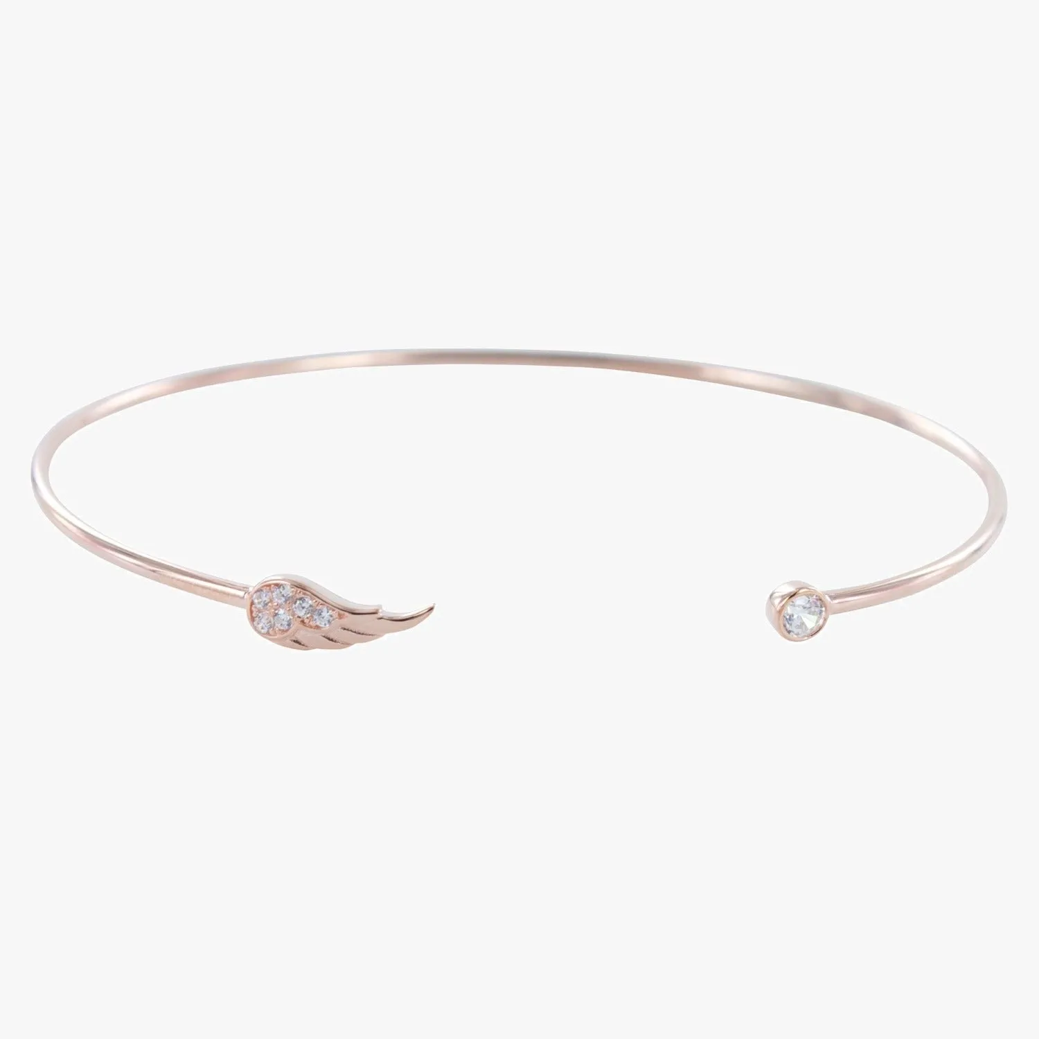 Sterling Silver Angel Wing Pave Cuff Bracelet with Rose Gold Vermeil