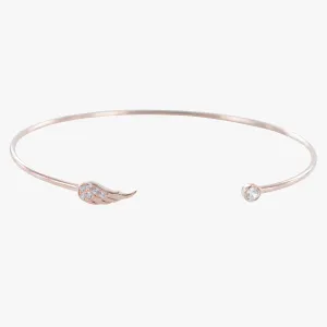 Sterling Silver Angel Wing Pave Cuff Bracelet with Rose Gold Vermeil