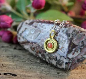 Tiny Coral Eye Necklace