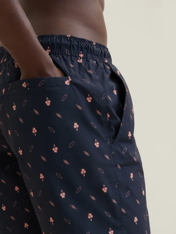 Tom Tailor Swimming Short With Navy Coral Summer Design