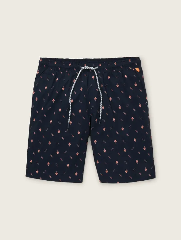 Tom Tailor Swimming Short With Navy Coral Summer Design